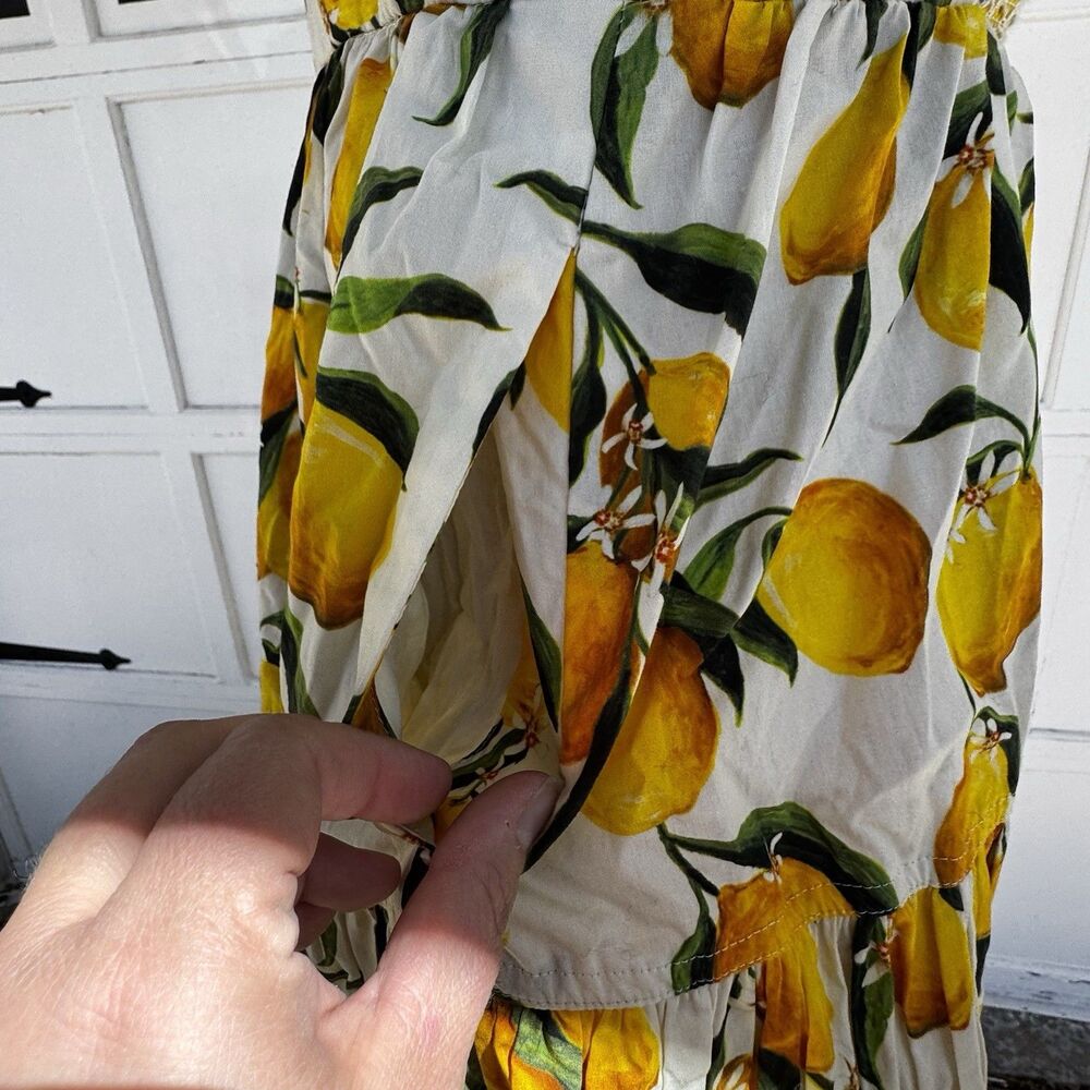 J.Crew a line midi Lemon limoncello Print Sleeveless Dress Sz 8 Sundress Cotton - Picture 9 of 14